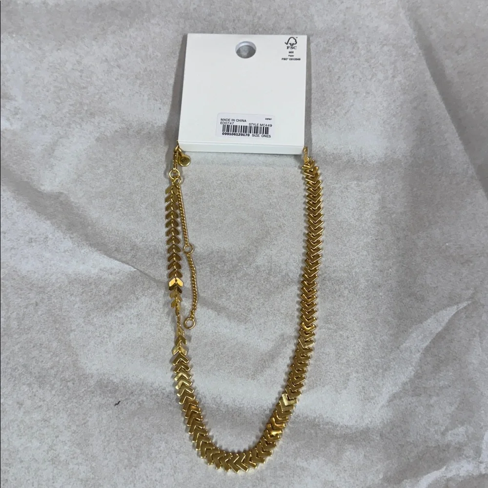 NWT🔖Madewell Necklace Gold Bohemian Infinite Arrow Chain Arrowstack Chevron - Picture 3 of 3